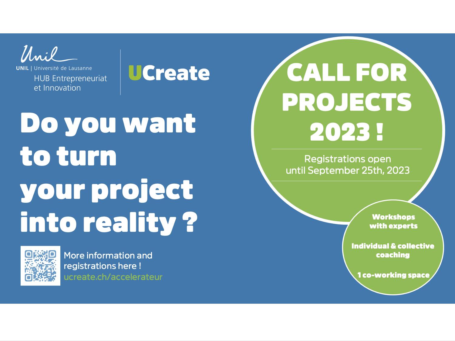 UCreate - Call for projects to join the session of fall 2023