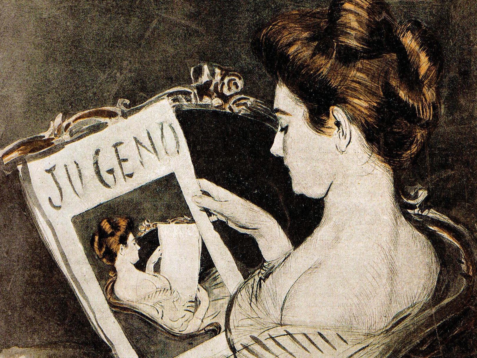 Couverture de la revue Jugend, 21 novembre 1896 (vol. 2, no 47), illustration de Paul Helleu. Universitätsbibliothek Heidelberg, https://doi.org/10.11588/diglit.3224#0319