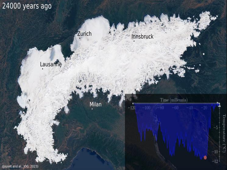 Visualiser l’évolution de la couverture glaciaire alpine des 120'000 dernières années
