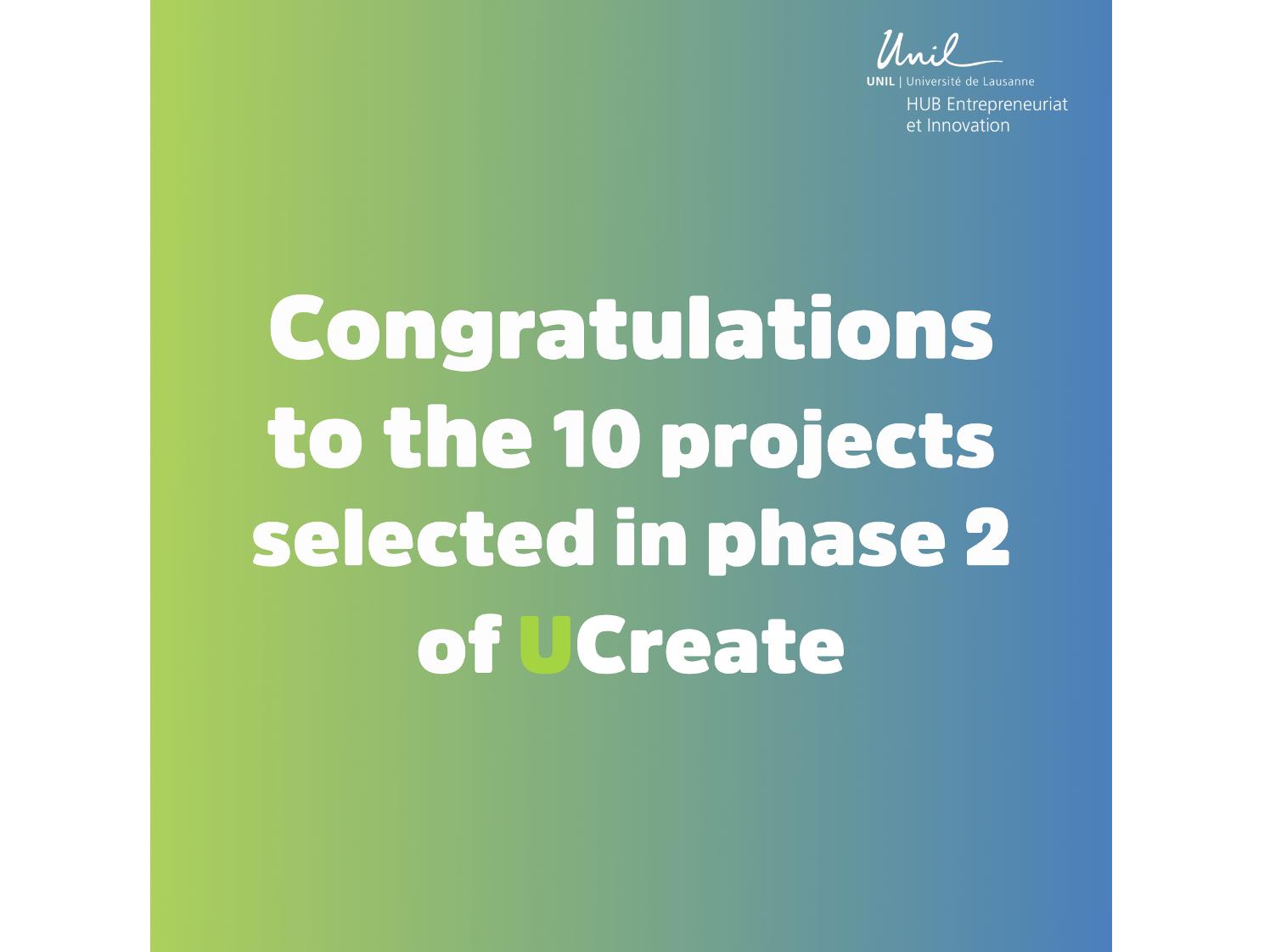 Discover the 10 projects selected for phase 2 of our UCreate program