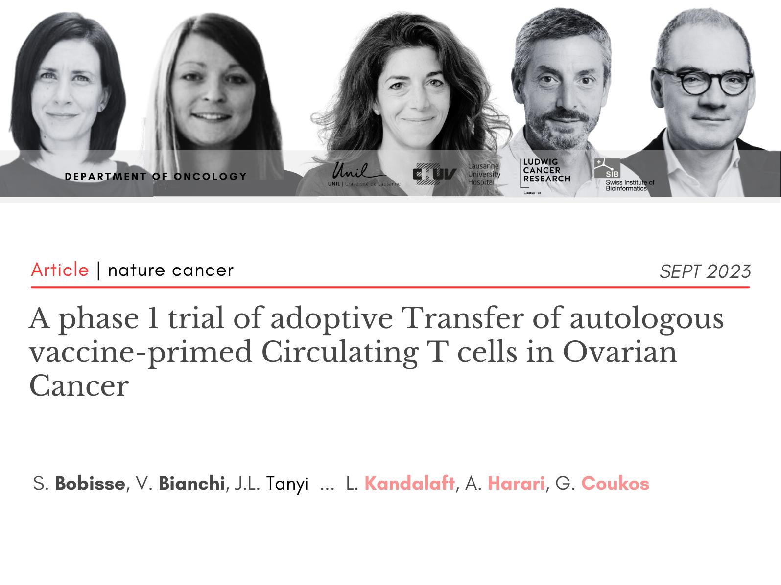 Results of a Phase 1 study combining personalized cancer vaccines with T-cell therapy to treat patients with ovarian cancer
