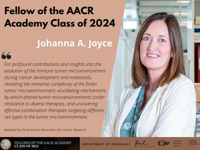 Prof. Johanna Joyce elected to the 2024 AACR Academy Fellows.
