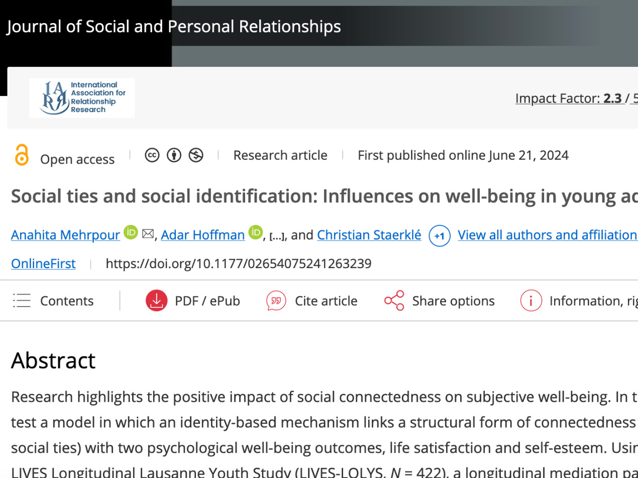 Social ties and social identification: Influences on well-being in young adults
