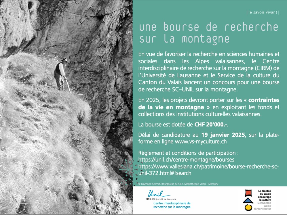 Bourse de recherche sur la montagne – Appel à candidatures