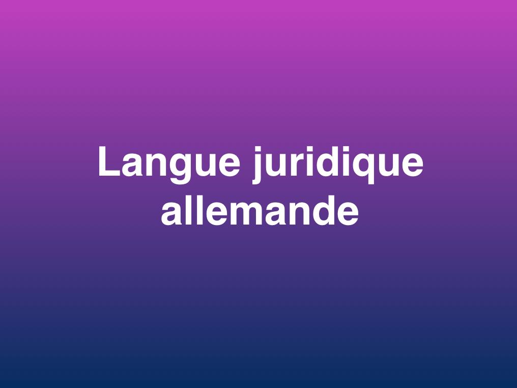 Langue juridique allemande - S. Pétremand