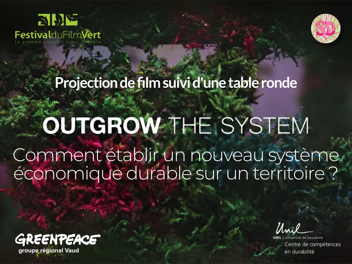 Affiche de projection du film Outgrow the System et table ronde à l'UNIL