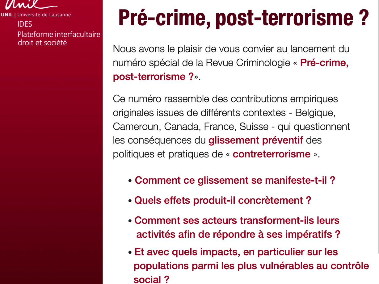 Pré-crime, post-terrorisme ? 