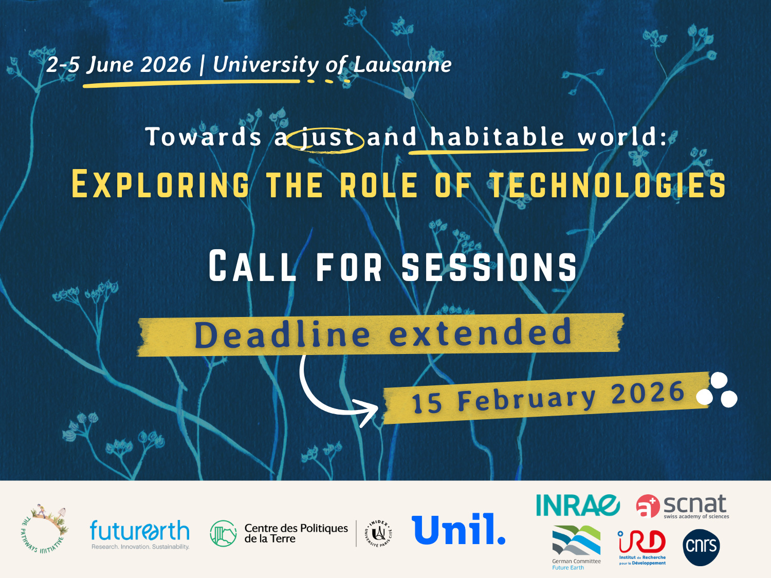 Towards a Just and Livable World: Deadline Extended!
